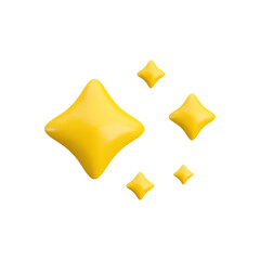 Wall Mural - vector 3d gold sparkle stars on white background. cute realistic cartoon 3d render, glossy yellow fo