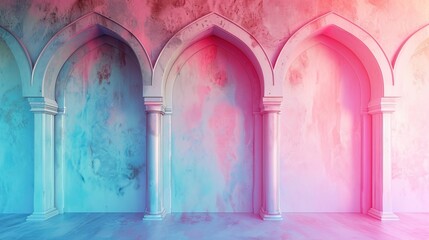 Wall Mural - Arabic Islamic style wall design with colorfull arch - AI Generated