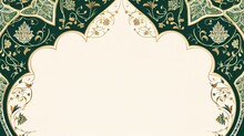 Ramadan Kareem Arabic Islamic Elegant White And Green Ornamental Background - AI Generated