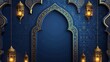 Eid Mubarak Islamic festival background with Mosque window and islamic decorations - AI Generated 