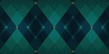 Navy Argyle And Green Diamond Pattern, In The Style Of Minimalist Background