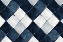 Navy Argyle And Indigo Diamond Pattern, In The Style Of Minimalist Background