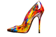 Illustration Of Colorful Stiletto, Isolated On Transparent PNG Background, Generative Ai