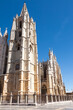 Leon cathedral facade view, Spanish landmark