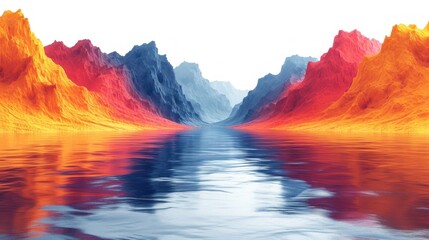 Wall Mural -  a large body of water surrounded by mountains and a body of water with a reflection of water in the water.