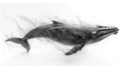 Wall Mural -  a black and white photo of a humpback whale with it's mouth open and it's mouth wide open.