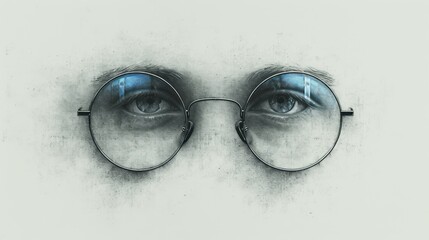 Wall Mural -  a close up of a pair of glasses with a reflection of a person's eye in the middle of the frame.