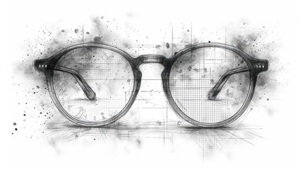 Wall Mural -  a drawing of a pair of glasses on top of a piece of paper with a drawing of a pair of glasses on top of it.