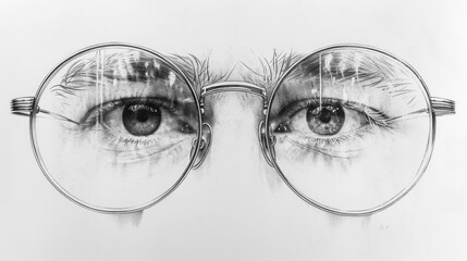 Canvas Print -  a black and white photo of a pair of glasses with the reflection of a person's eye in it.