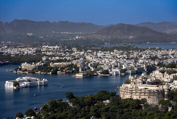 Canvas Print - Areal view of Udaipur in India