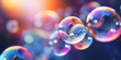 Bright beautiful purple-pink background with soap bubbles