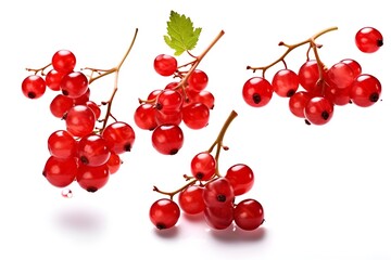 Wall Mural - redcurrants flying isolated on white background