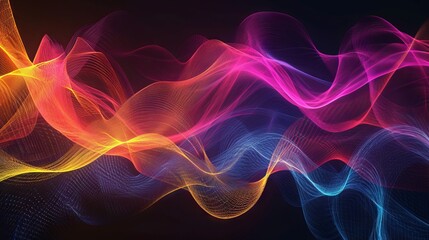 Wall Mural - abstract art based on sound waves with dynamic lines and vibrant colors background