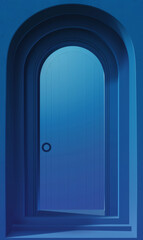 Canvas Print - A futuristic archway background, framed by blue walls.