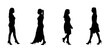 © curto - side view of the silhouette of women walking on white background