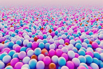 Wall Mural - A background with an abstract representation of childhood featuring plastic balls in a ball pool.