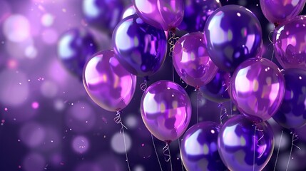 Wall Mural - Beautiful violet balloon background celebration birthday banner template vector illustration.