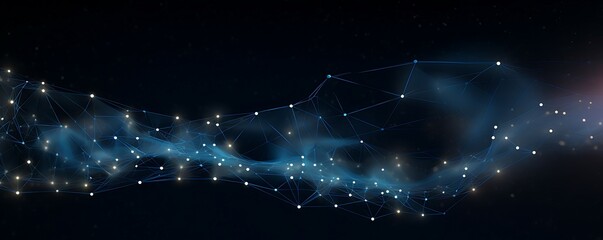 Futuristic data stream 3d illustration. Data transfer technology. Wave of dots and weave lines.