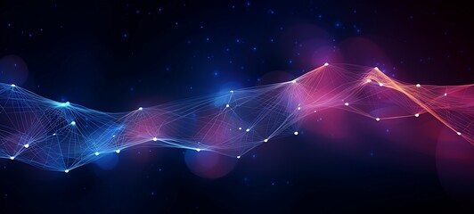 Wave of dots and weave lines. Abstract background. Network connection structure