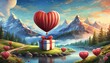 © Yesenia - arrow heart balloon gift box rose love valentine concept 3d rendering