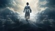 Jesus Walks on Water Through the Sea During a Storm, Biblical Thematic Concept
