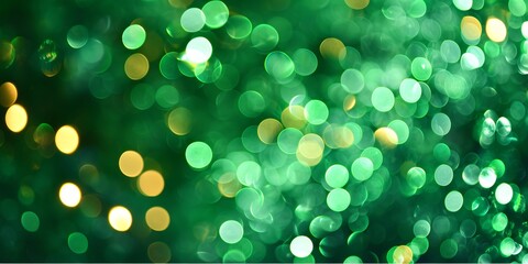 Wall Mural - Abstract green blurred background with round bokeh for st patrick's day celebration