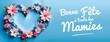 Banner, bannière, composition de fleurs en forme de cœur pour la fête des grand-mères - IA générative