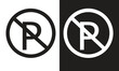 black and white no parking icon 