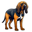 cartoon bloodhound dog puppy breed, vector illustration, logo icon tattoo, head / face / full body art, isolated on white background, transparent PNG