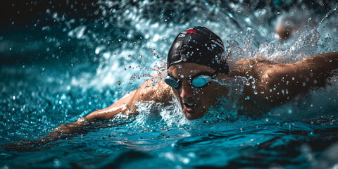 Canvas Print - a swimmer in a pool