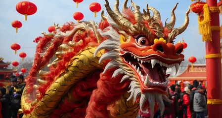 Wall Mural - Chinese dragon as a character for the dragon dance at the Chinese New Year festival