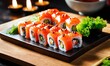 Set of sushi roll, Philadelphia Roll,  Japanese food