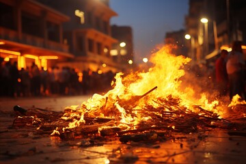 Wall Mural - Indian holika dahan. a festive bonfire ritual reflecting the vibrant celebration lifestyle