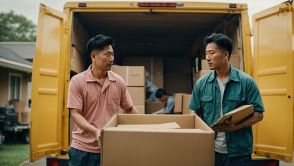 men loading boxes into a van