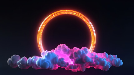 Wall Mural - abstract cloud illuminated with neon light ring