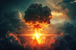 Nuclear explosion of an atom bomb with a mushroom cloud