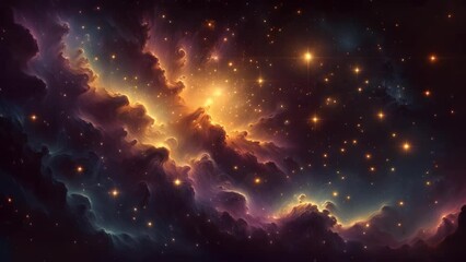 Wall Mural - Starry night cosmos Colorful nebula cloud in space galaxy Video
