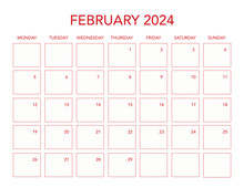 February 2024 Simple Calendar Horizontal