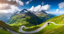 Grossglockner Alpine Road. Curvy Winding Road in Alps