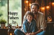 © pixeness - Happy Fathers Day Illustration and Vintage watercolor Father's Day typography poster