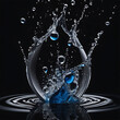 Waterdrop Splashes Dance on a Midnight Canvas 