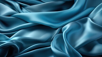 blue silky satin fabric weave textile texture wallpaper background. soft and smooth