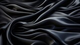 Fototapeta Przestrzenne - Sleek Sophistication: A Soft and Smooth Black Satin Texture Wallpaper, Reflecting the Elegance of Silky Textiles