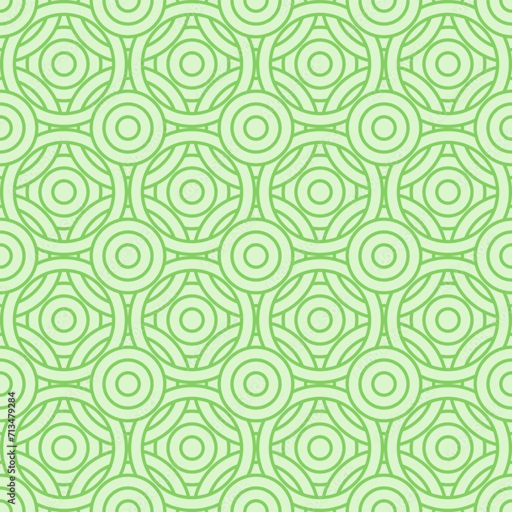 Green seamless background with circles and arcs, texture pattern for ...