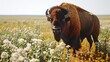 american buffalo in field
