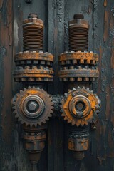 Wall Mural - Details The gear is made of metal. Mechanical gears made of steel