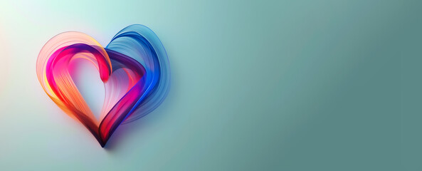 abstract colorful flowing heart with copy space