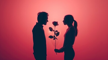girlfriend and boyfriend with red rose valentine concept