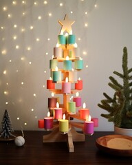 Wall Mural - Christmas decoration tree wooden candle holder picture 