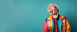 © valiantsin - Happy laughing funny man of old senior age. Elderly person smiling, advertising banner background